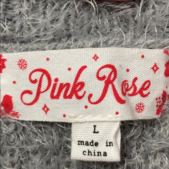 “Pink Rose” Grey fuzzy sweater. Size M and L - Picture 6 of 7